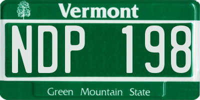 VT license plate NDP198