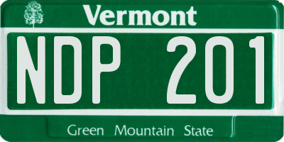 VT license plate NDP201