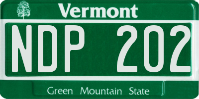 VT license plate NDP202