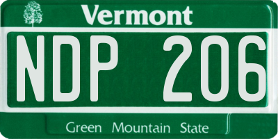 VT license plate NDP206