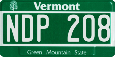 VT license plate NDP208