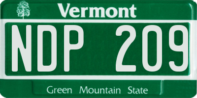 VT license plate NDP209