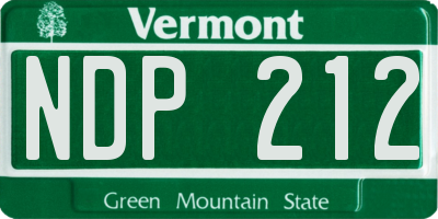 VT license plate NDP212