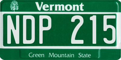 VT license plate NDP215