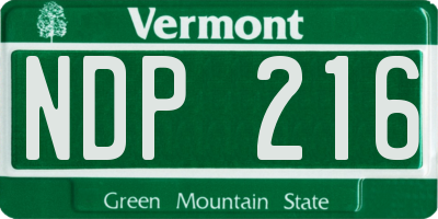VT license plate NDP216