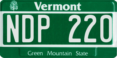 VT license plate NDP220