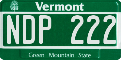 VT license plate NDP222