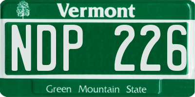 VT license plate NDP226