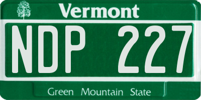 VT license plate NDP227