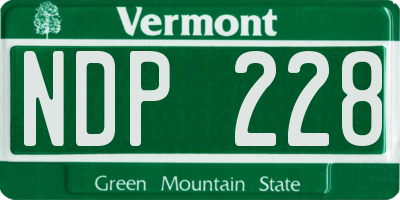 VT license plate NDP228