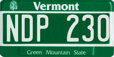 VT license plate NDP230