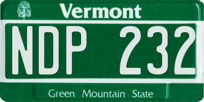 VT license plate NDP232