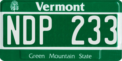 VT license plate NDP233