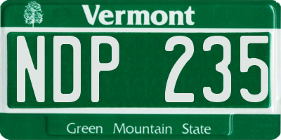 VT license plate NDP235