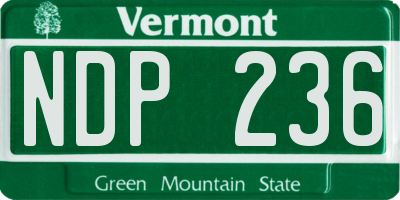 VT license plate NDP236