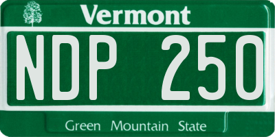 VT license plate NDP250