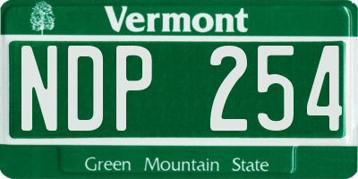 VT license plate NDP254