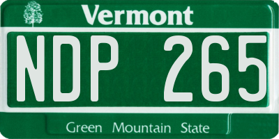 VT license plate NDP265