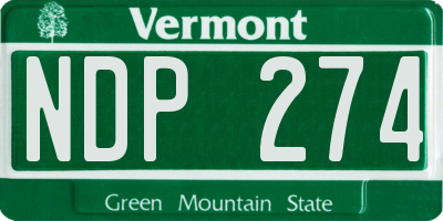 VT license plate NDP274