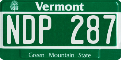 VT license plate NDP287
