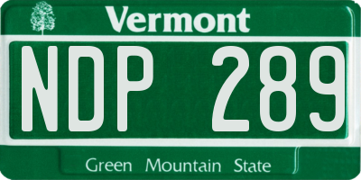 VT license plate NDP289