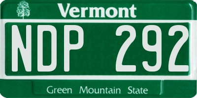 VT license plate NDP292