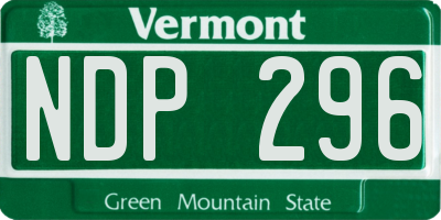 VT license plate NDP296