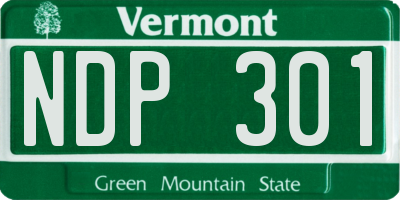 VT license plate NDP301