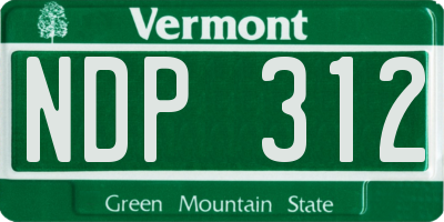 VT license plate NDP312