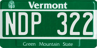 VT license plate NDP322