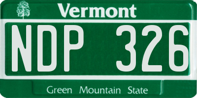 VT license plate NDP326