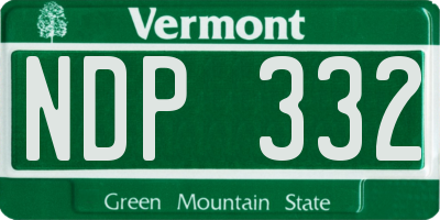 VT license plate NDP332