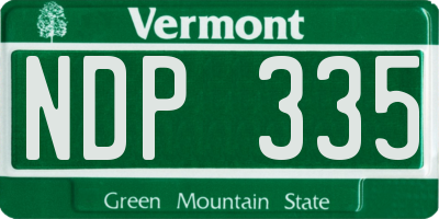 VT license plate NDP335