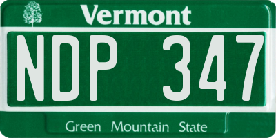 VT license plate NDP347