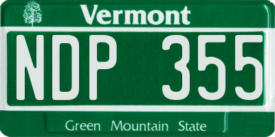 VT license plate NDP355