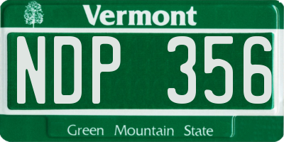 VT license plate NDP356