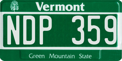 VT license plate NDP359