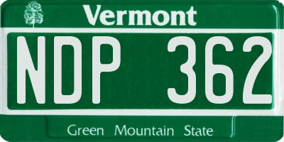 VT license plate NDP362