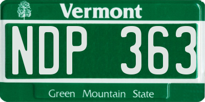 VT license plate NDP363