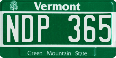 VT license plate NDP365
