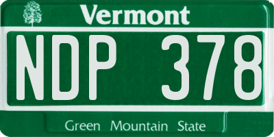 VT license plate NDP378