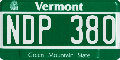VT license plate NDP380