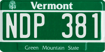 VT license plate NDP381