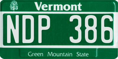 VT license plate NDP386