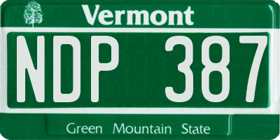 VT license plate NDP387