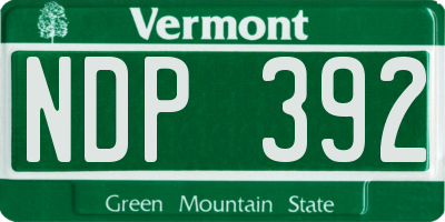 VT license plate NDP392