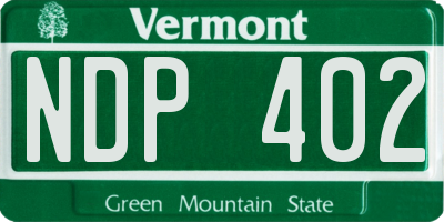 VT license plate NDP402