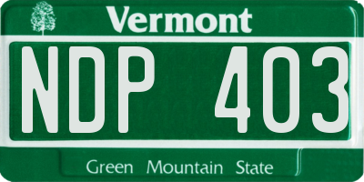 VT license plate NDP403