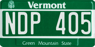 VT license plate NDP405