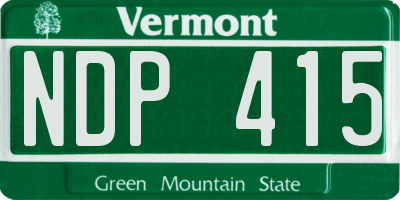 VT license plate NDP415